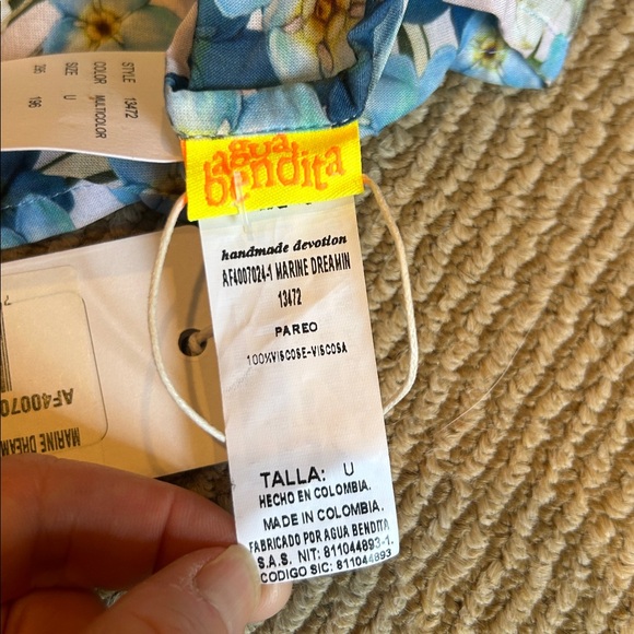 NWT Agua Bendita return to the roots sarong coverup in marine dreamin one size - Picture 9 of 10